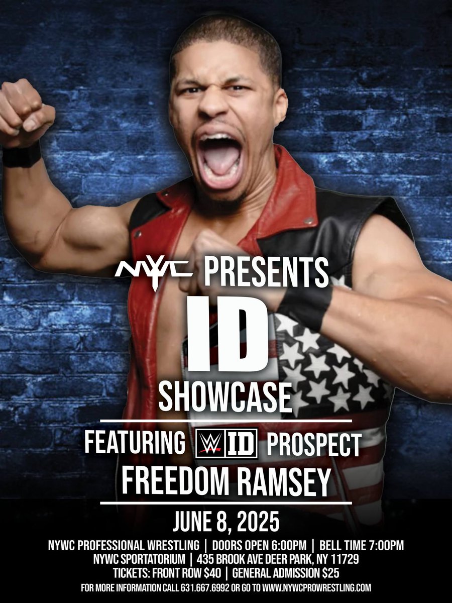 NYWCWRESTLING's tweet photo. #WWEID prospect @freedomramsey will be at NYWC Presents ID Showcase!

Tickets available at https://t.co/15SuP0KW3M https://t.co/WPzogKCqGE