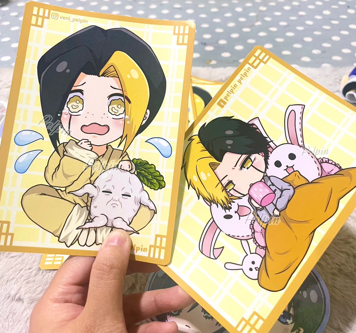 pelpin4's tweet photo. Haallo halo , ada yang mau art trade ga untuk #CFXX #COMIFURO20 kalo mau boleh comment atau chat aku ya, aku datang both day. Art print ku mashle dan ada jg sticker blue lock 😃😃 #tradecfxx #comifuroxx #comifuro #mashle #bluelock #finnames #rayneames #reomikage #isagiyoichi https://t.co/js7qYFnjI8
