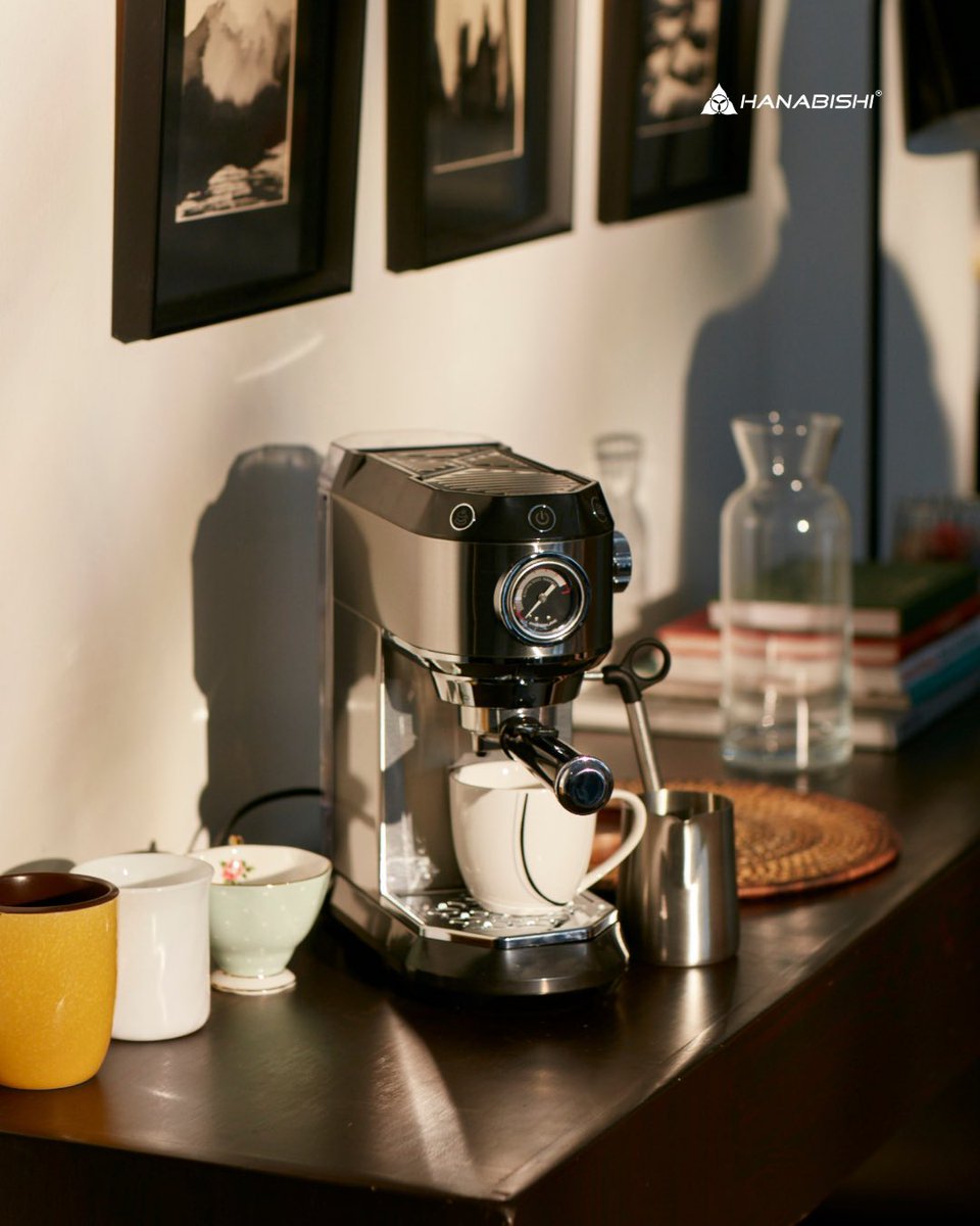 Steam rising, heart warming ☁️☕ Mornings made better with the newest #MyHanabishi Espresso Machine!