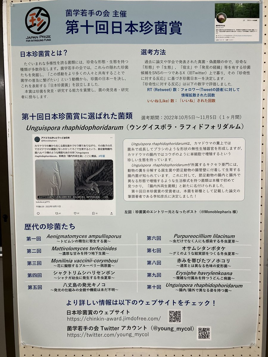 Takashirouzu's tweet photo. 珍菌賞のポスターもあります.
#菌学会 #msj69
https://t.co/eA6up5fhza https://t.co/RcyqZH80ch