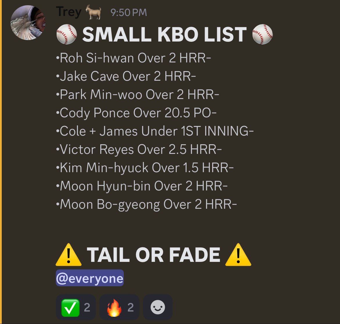 🙏🏽🤞🏾

#PrizePicks #KBO #gamblingX #bettingtips #GamblingCommunity #kbo #UnderdogFantasy