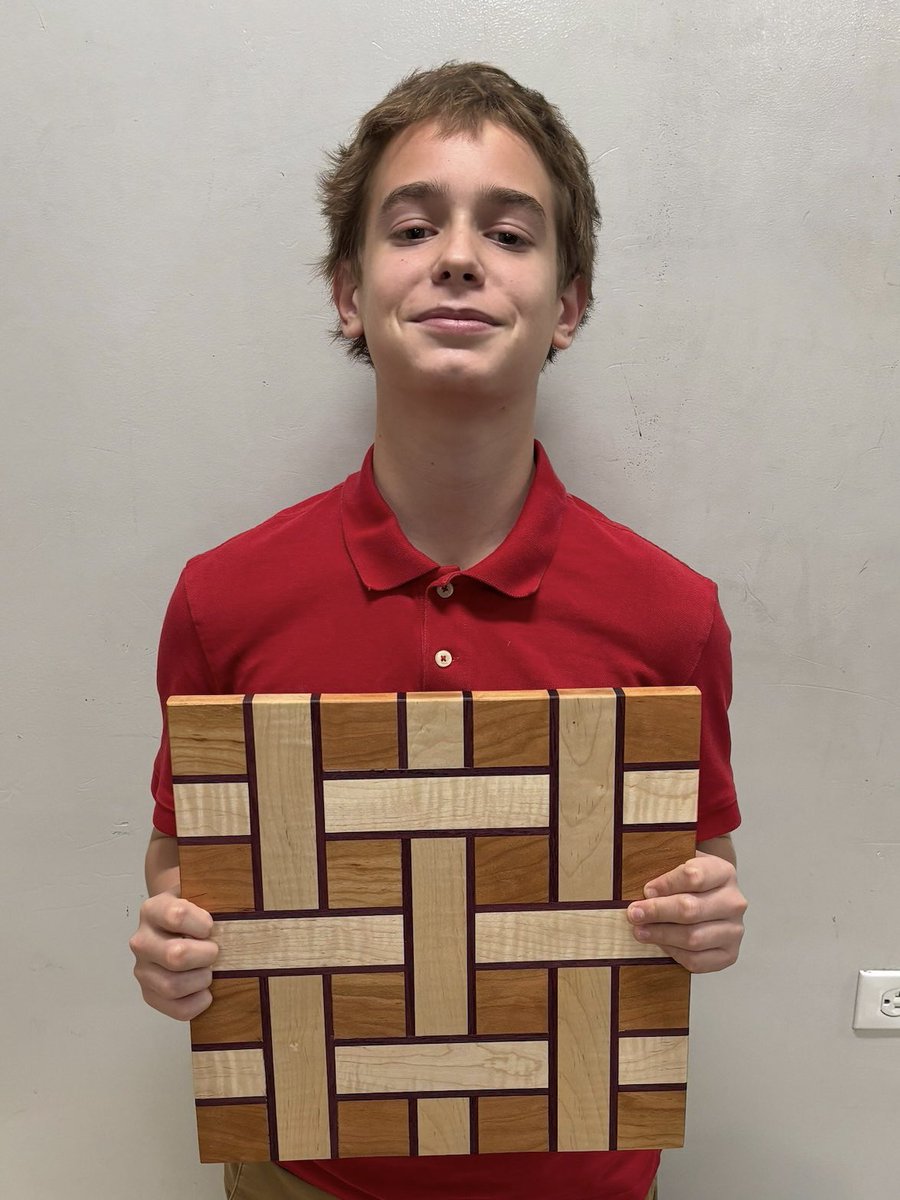CBC_STEM's tweet photo. Here’s a beauty!  Great work Aldin!! Maple, cherry and purpleheart! https://t.co/hmePIirDwH