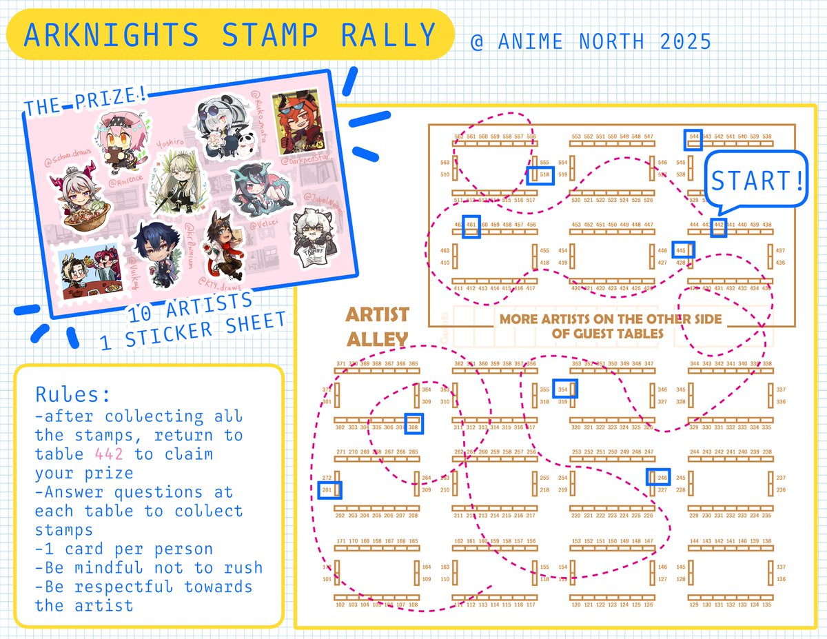 Hello Doctor,

Are you ready for Arknights Stamp Rally AN 2025?

Host and design:
@vuikay_mimi 
Contributor:
<a href="/KTY_draws/">KTY_illustration_and_art</a> 
<a href="/schwadraws/">schwa.draws</a> 
<a href="/Roirence/">Roi@anirevoTO A63</a> 
<a href="/ruko_mata/">RUKØ</a> 
<a href="/DarknedStar/">STAR @ back to sleep</a> 
<a href="/YashiroHakutyou/">Yashiro</a> 
<a href="/velcei/">Velcei</a> 
<a href="/kr0wmium/">Krowmium</a> 
@/jubelnaomi

See you soon!
#AN2025 #stamprally #Arknights