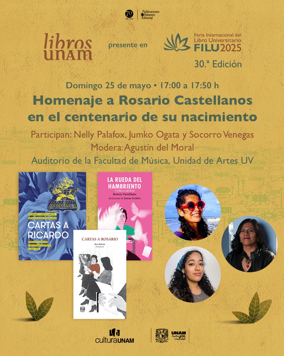 ¡Nos vemos en <a href="/filu_uv/">FILU UV</a>! 🤩
Revisa nuestra agenda de presentaciones 👇 y acompáñanos. Entrada libre. 💫
🗓️ Del 23 de mayo al 1° de junio

#FILU2025 <a href="/CulturaUNAM/">CulturaUNAM</a> <a href="/InstCervantes/">Instituto Cervantes</a> <a href="/nict_toxqui/">nicté</a> <a href="/SocorroVenegas/">Socorro Venegas</a> <a href="/latinamericanah/">Jumko (緒方 洵子)</a>