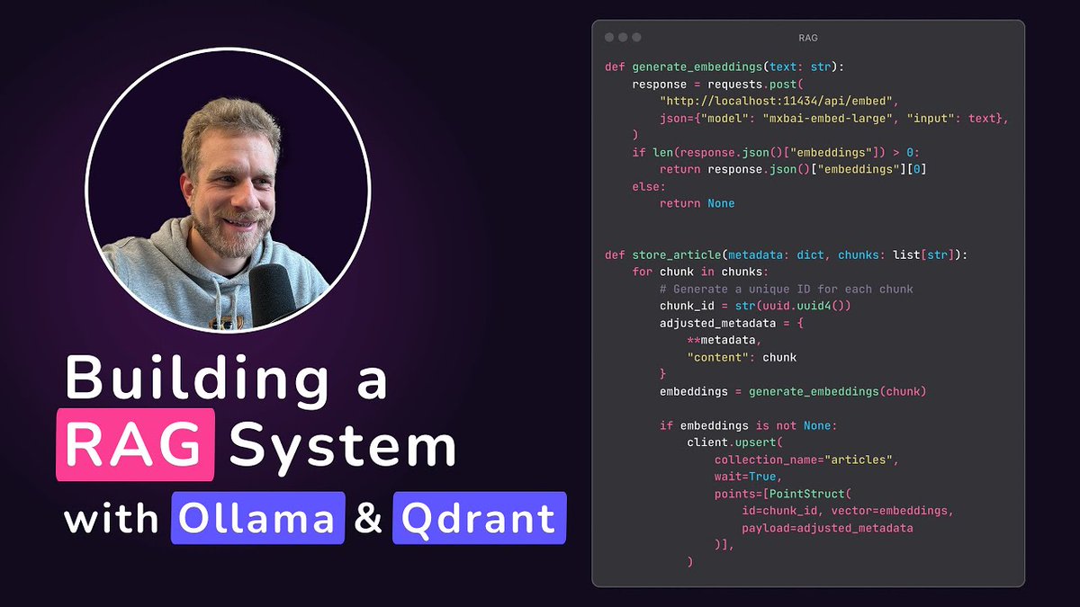 🚀 Building a 100% Local RAG with Gemma 3, <a href="/ollama/">ollama</a>, and <a href="/qdrant_engine/">Qdrant</a> 

In one of his latest live streams, <a href="/maxedapps/">Maximilian</a> sets up a fully local RAG app from scratch. If you're looking to get hands-on with local AI, this is the video to watch.

📹 Watch the complete 2-hour tutorial: