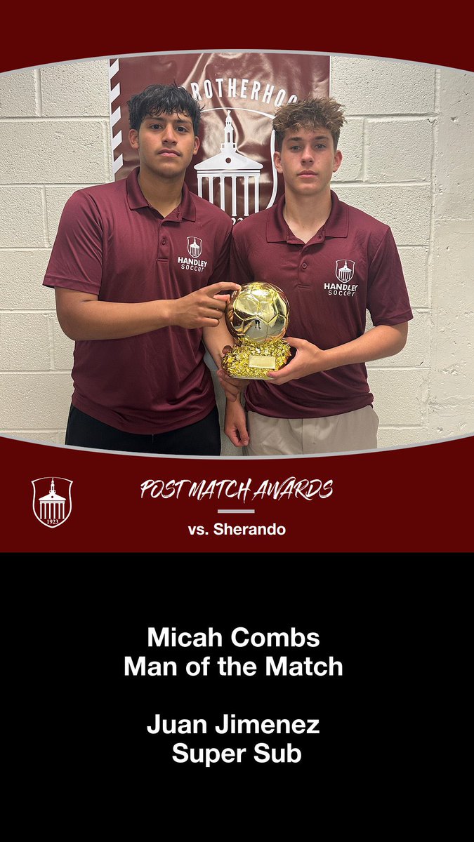 Post Game Awards vs Sherando

Micah Combs
Man of the Match

Juan Jimenez
Super Sub