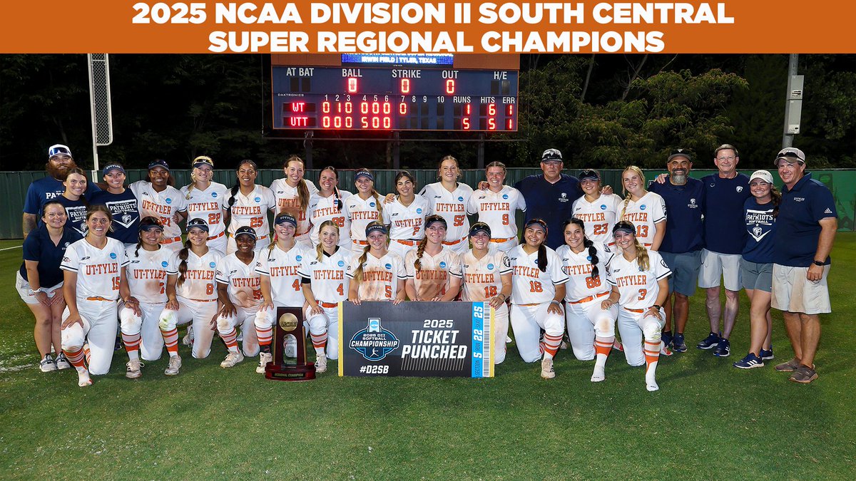 uttylerpatriots's tweet photo. SB | #1 @Patriot_sb takes down #2 seed West Texas A&amp;M in both games on Friday to win the South Central Super Regional and punch their ticket to the NCAA Division II World Series!

https://t.co/3CP6koQc5U

#SwoopSwoop https://t.co/HtjKASqhLz