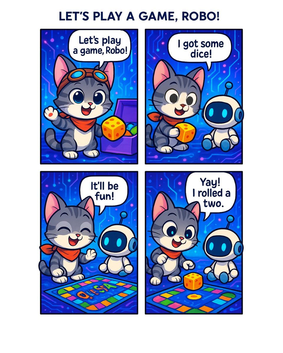 QueStA_EDU's tweet photo. #SoraTheCat
#AIAdventure
#Edutainment
#4PanelComic
#STEMforkids
#LearnWithSora
#QueStAWorld
#Cutecatcomic
#AIforKids
#CreativeLearning https://t.co/YIDbhxxPmO