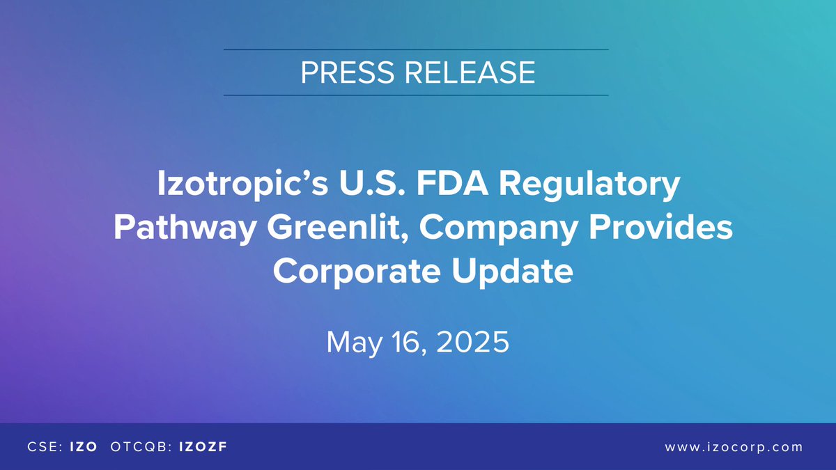 ✅ Regulatory alignment with FDA confirmed.
✅ 150-page strategic business plan and advanced financial models completed.
✅ Investor outreach launched to fund clinical execution and market entry.

🔗 loom.ly/KlsJgus 

$IZO $IZOZF $OTC
