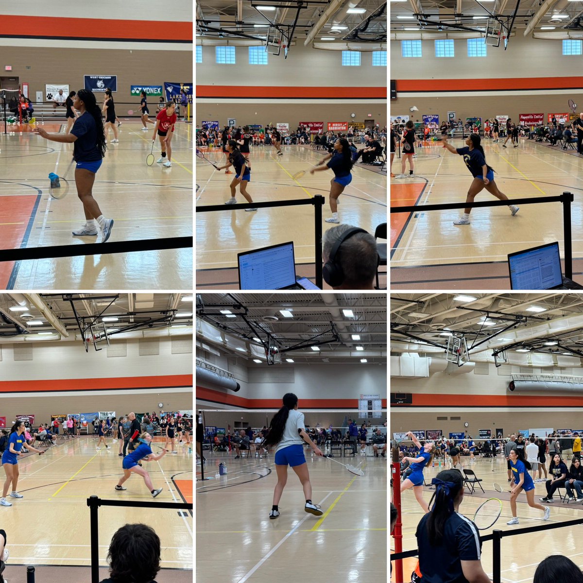 Badminton IHSA State Finals!  Our state players played very well.  Our goal was to win at least 1 game &amp; all of them won at least 2 games for day 1.  Best part, Ana &amp; Audrey made it to Day 2 &amp; the Quarterfinals/Sweet 16!  We are beyond ecstatic!  💛🏸💙