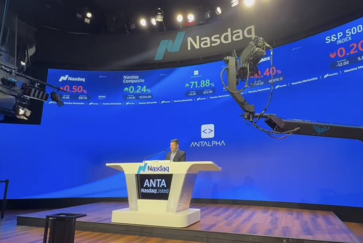 Antalpha 回应上市 Nasdaq 后股价剧烈波动声明，已启用绿鞋机制

加密金融科技公司 <a href="/AntalphaGlobal/">Antalpha Global</a> （股票代码：ANTA）在纳斯达克全球市场正式挂牌上市，发行价为每股 12.80 美元，共发行 385 万股普通股，募资总额约为 4930 万美元，若承销商行使超额配售权，最高募资可达 5670 万美元。