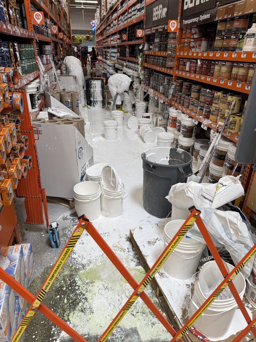 Bad day at Home Depot. Paint palette fell over