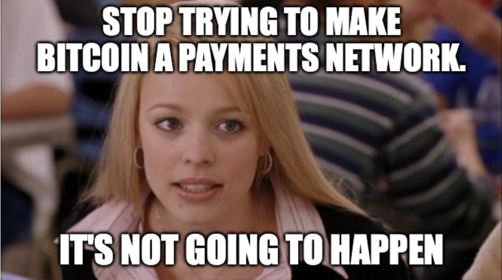 Every time I see a US restaurant chain try to force Bitcoin on their customers...

Stablecoins are for payments, not BTC. Ethereum is the preferred network for stablecoins, not Bitcoin. 

Bitcoiners are just confusing the market.  You are digitial gold, that's it.