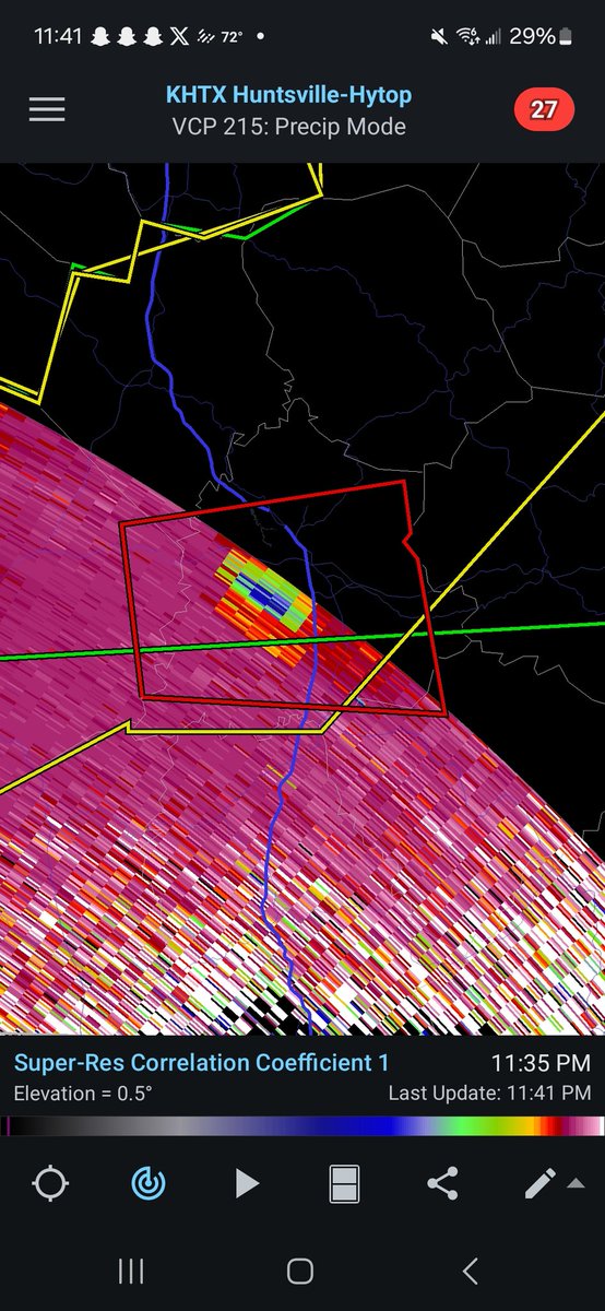 IsaacKrauss_Wx's tweet photo. Debris on Huntsville radar... 200 miles away. https://t.co/hUJqksbGep