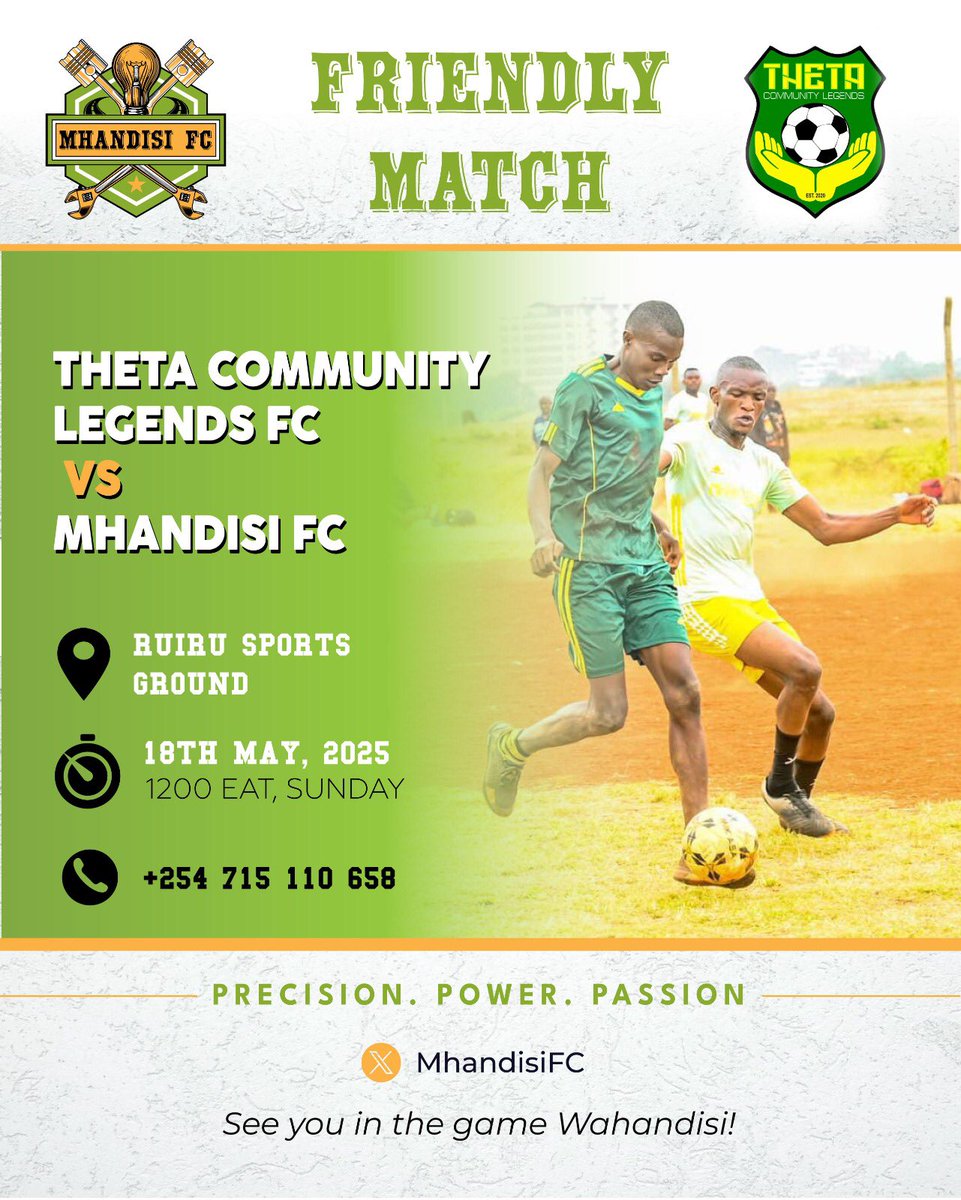 From Basuba to Ruiru, I will be watching <a href="/MhandisiFC/">Mhandisi FC</a> this weekend. <a href="/KenyaFraternity/">KENYA ENGINEERING FRATERNITY</a> <a href="/TheIEK/">The Institution of Engineers of Kenya</a>