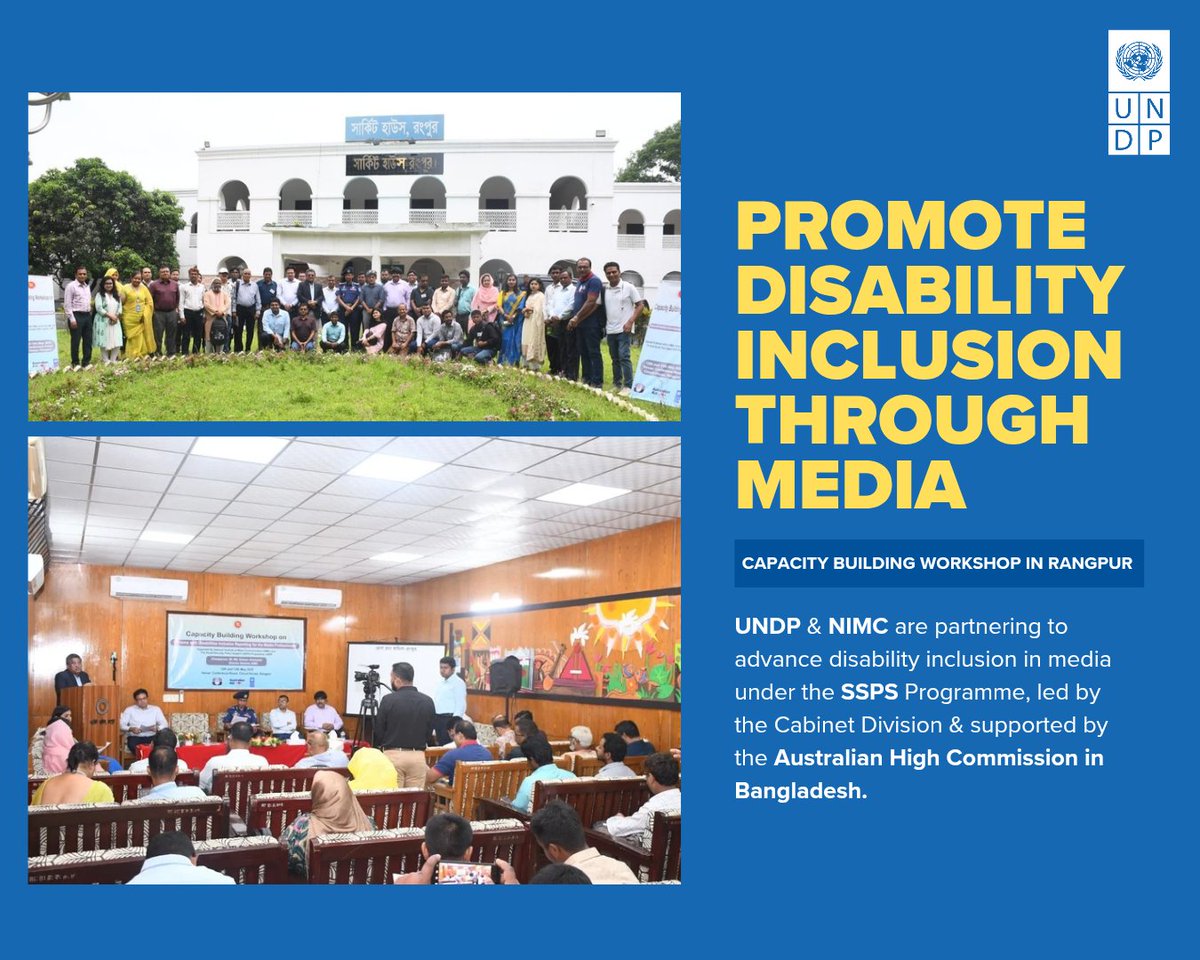 UNDP_BD's tweet image. To challenge stigma and promote inclusive narratives, @UNDP 🇧🇩 &amp;amp; NIMC are partnering to advance #disability inclusion in media under the #SSPS Programme, led by the Cabinet Division &amp;amp; supported by the #PartnersAtCore 🇦🇺 @AusHCBangladesh. Read more: t.ly/3lmZf
