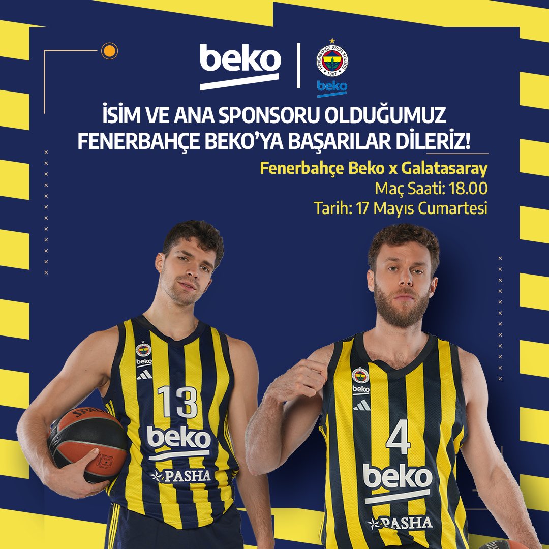 Beko Türkiye (@bekoturkiye) on Twitter photo İsim ve ana sponsoru olduğumuz Fenerbahçe Beko’ya başarılar dileriz! 💛💙
#Beko <a href="/FBBasketbol/">Fenerbahçe Beko</a> İsim ve ana sponsoru olduğumuz Fenerbahçe Beko’ya başarılar dileriz! 💛💙
#Beko <a href="/FBBasketbol/">Fenerbahçe Beko</a>