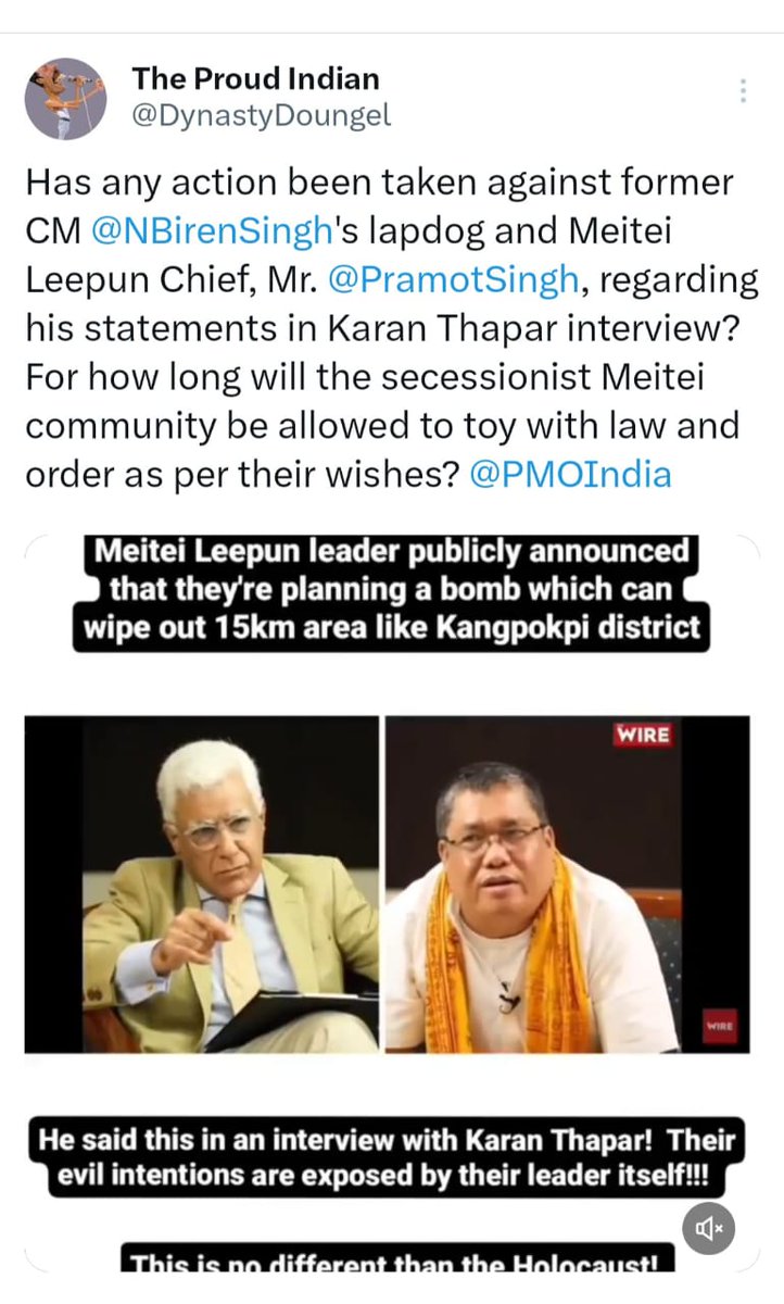 MHaokipp85232's tweet photo. A new development has emerged in the FIR case against Paojakhup Guite and Mr Korounganba with the @NIA_India case. Both of them are taking steps to safeguard and protect their own community and interest. Mr Korounganba has innocent blood on his hands, and he is still protected or covered by Meitei community, Meiteis come on Talkshows and rallies and shout " Kuki Tumna Hatka dbani",(All kukis should be eliminated) while Mr Guite, a student leader, mindfully speaks about the suffering of Kuki people with anger; his speeches are based on the atrocities committed against Kuki people. Unfair judgement and uneducated leaders have created problems in the state, which will continue as long as the main culprits behind the violence are not held accountable and punished. Laws cannot be applied strictly based on particular community or one person. As we move forward, it's essential to acknowledge the complexities of the situation and work towards finding solutions that promote understanding and empathy. By doing so, we can create a more just and equitable society for all.
Is this Shirui Festival an excuse to persecute Kukis? 

Mark Thangmang a kuki activist who was arrested in 2022 by biren government on charges of being a member of a separatists group,a non existent organization has been languishing in jail, despite being granted bail time and again, but slapped another Trump up charges time and again. The meiteis wants to put Paojakhup in jail like Mark Thangmang.This is blatant violations of human rights. 
@adgpi @BenjaminMate1 @DeccanHerald @jeegujja @JuKrick @IndiaTodayNE @PMOIndia @HMOIndia @rashtrapatibhvn @VPIndia @ashoswai  @pbhushan1 @sardesairajdeep @advcoling @KaranThapar_TTP @BDUTT @meipat @VishuAdv @RavinderKapur2 @scroll_in @thewire_in @TheQuint @newslaundry @AltNews @newsreel_asia @EastMojo @htTweets @the_hindu @TheFederal_News @frontline_india @BhallaAjay26 @India_NHRC @NIA_India @CBItweets @humanrights1st @DeccanHerald @thecaravanindia @Navinupadhya @TribalArmy @ABAVPDDD @abavp @HansrajMeena