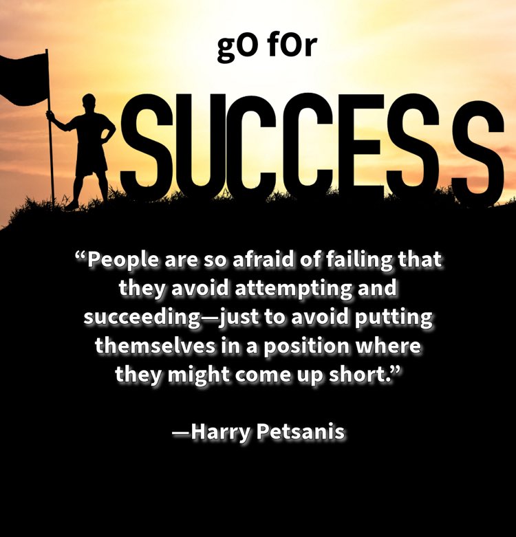 harrypetsanis's tweet photo. “People are so afraid of failing that they avoid attempting and succeeding—just to avoid putting themselves in a position where they might come up short.”
—Harry Petsanis
#FearOfFailure
#AvoidanceKillsGrowth
#SuccessTakesCourage
#TryAnyway
“Some People Fear Success More Than Failure” by Harry Petsanis, Mindset Consultant