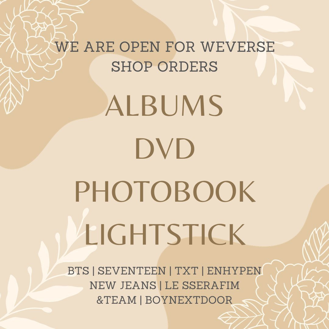 #StackerPreOrders
WTS | LFB | PH 

Weverse Shop Global Pasabuy 

🤎 Price = KRW Base Price *0.048 + ISF + LSF

🤎 Payment terms negotiable

🏷️ bts txt svt seventeen enhypen newjeans new jeans le sserafim lesserafim boynextdoor &amp;team pc photocard album sealed jpn japanese japan