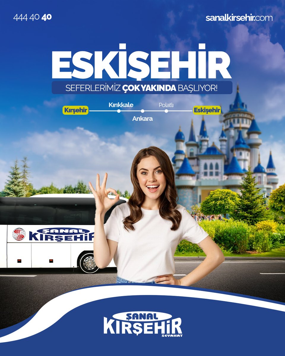 📢 ESKİŞEHİR seferlerimiz çok yakında başlıyor!

444 40 40
sanalkirsehir.com

#kırşehir #şanalkırşehiryollarda #şanal #otobüsyolculuğu