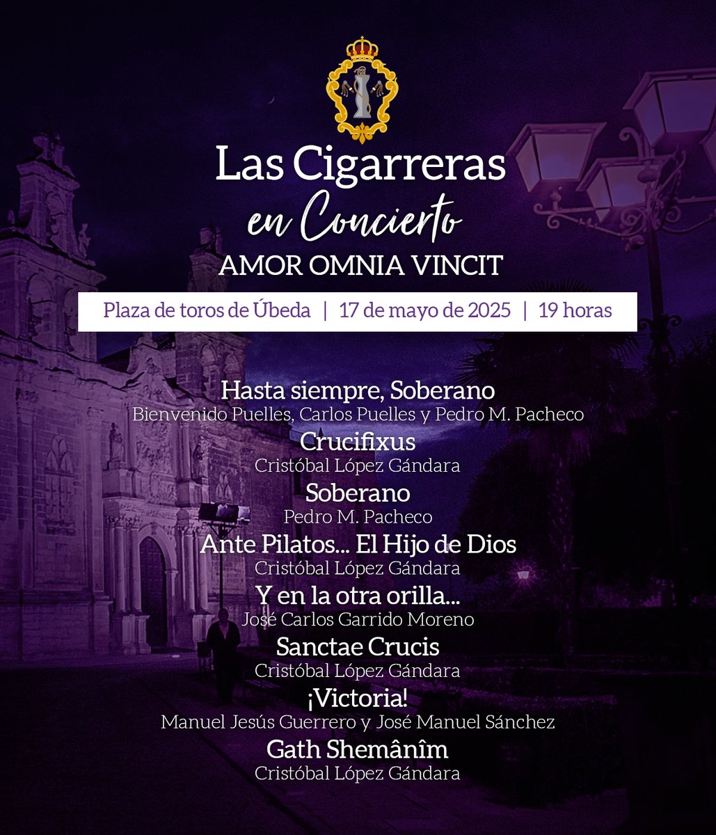 lascigarreras's tweet photo. ¡Hoy #SuenaCigarreras en Úbeda!

⌛ Sobre las 19 horas, llegará nuestro turno en el Concierto 𝐀𝐌𝐎𝐑 𝐎𝐌𝐍𝐈𝐀 𝐕𝐈𝐍𝐂𝐈𝐓... ¡Os esperamos!

📲 Conoce los detalles en: https://t.co/8c0Fn4Cb4i

🎼🎺🥁 #SuenaCigarreras #LaMúsicadelAmor https://t.co/Lma1D4tICE