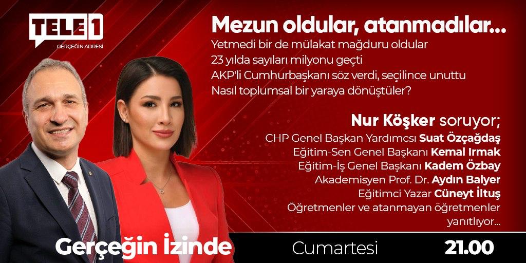 Suat_Ozcagdas's tweet photo. 📍Tele 1
🗓17 Mayıs Cumartesi
🕙21.00

Bugün @tele1comtr'de Nur Köşker ile Gerçeğin İzinde programında öğretmenlerimizin sorunlarını öğretmelerimizle birlikte konuşacağız.

İzlemeniz dileğiyle...

@nurkoskerr @KemalIrmak_ @kademozbay_
@balyeraydin @cuneytiltus https://t.co/siknBq0tbD