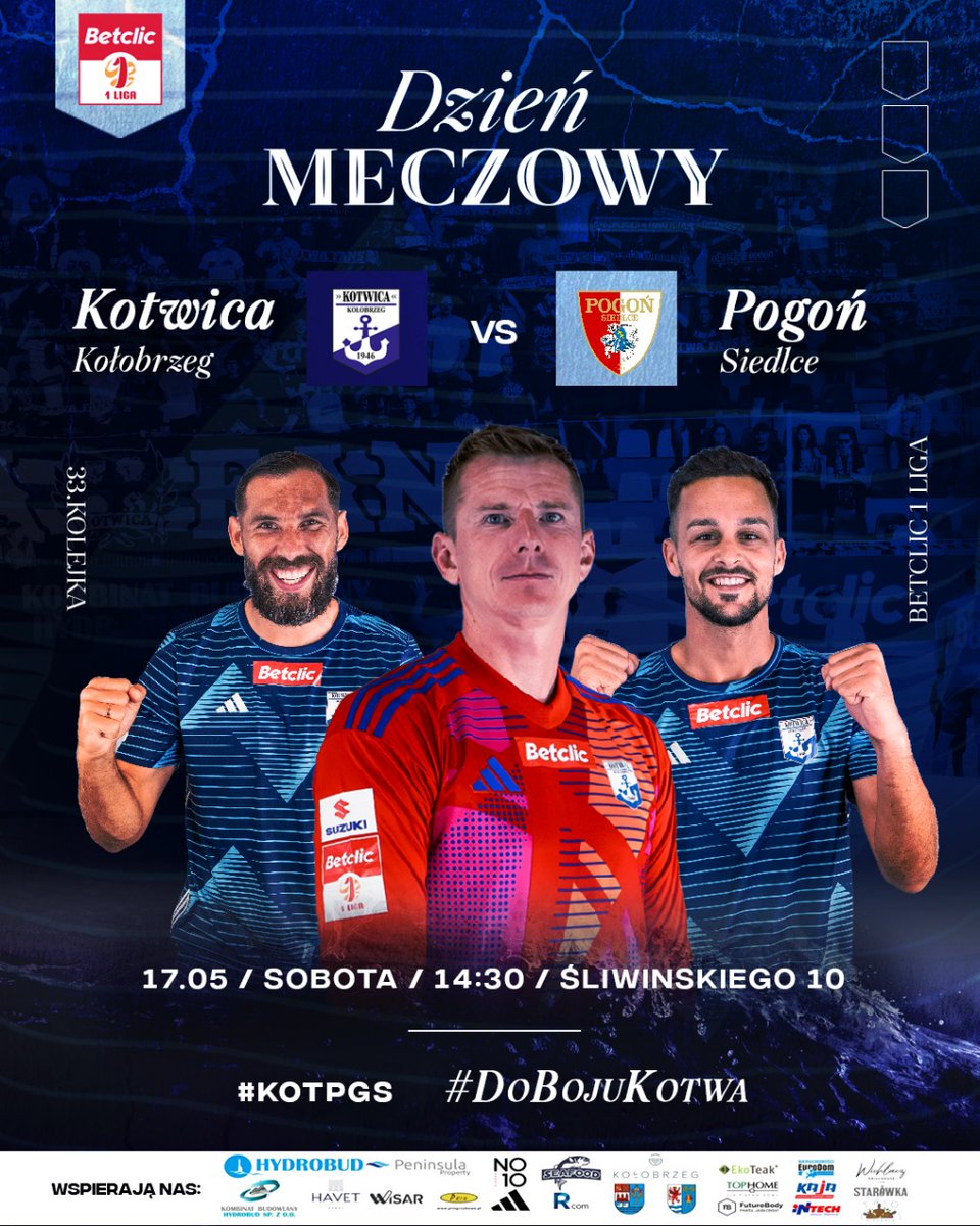 🔥🔥DZIEŃ MECZOWY🔥🔥
🏆 33 kolejka Betclic 1 Liga
🆚 Pogoń Siedlce
🏟️ Stadion Miejski im. Sebastiana Karpiniuka
🕖 14.30
📺 sport.tvp.pl, aplikacja TVP SPORT

🎟️KASA STADIONOWA PRZY TRYBUNIE A OTWARTA OD 10.00 do rozpoczęcia meczu!

#DoBojuKotwa #RAZEMSILNIEJSI