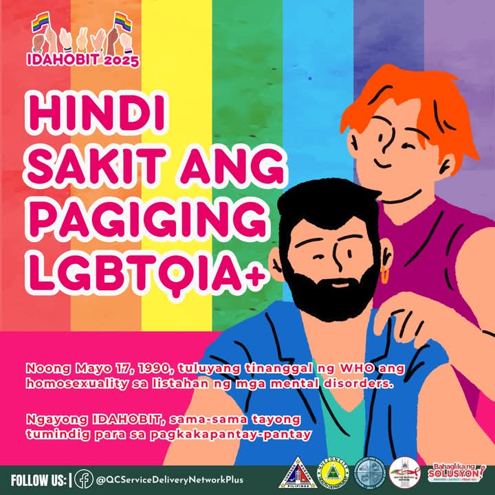 QCSDNPlus's tweet photo. Hindi kailanman naging sakit ang pagiging LGBTQIA+. 

#BahagiKaNgSolusyon
#QCZeroAt2030
#QCESD
#IDAHOBIT2025
#IDAHOBIT https://t.co/izaB5FKmug