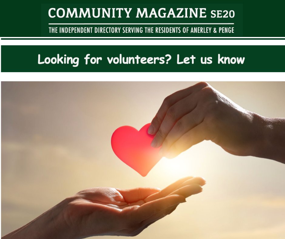 If your charity or small biz is looking for volunteers, please do advertise and make yourself known!
There are so many benefits to volunteering.  It strengthens social bonds and can help provide a valuable service that might otherwise go unmet. #SE20 #Penge #SE19 #ShopLocal