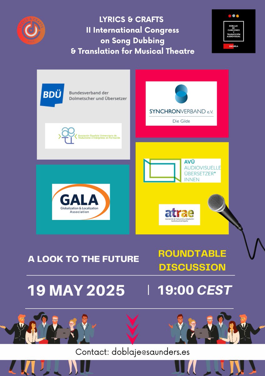 Next Monday, May 19 at 19:00 CET, as part of our Lyrics &amp; Crafts conference, we’ll be discussing the current state of audiovisual and editorial translation alongside representatives from AVÜ, Synchronverband, BDÜ, ATRAE, AETI and GALA.

#audiovisualtranslation #dubbing