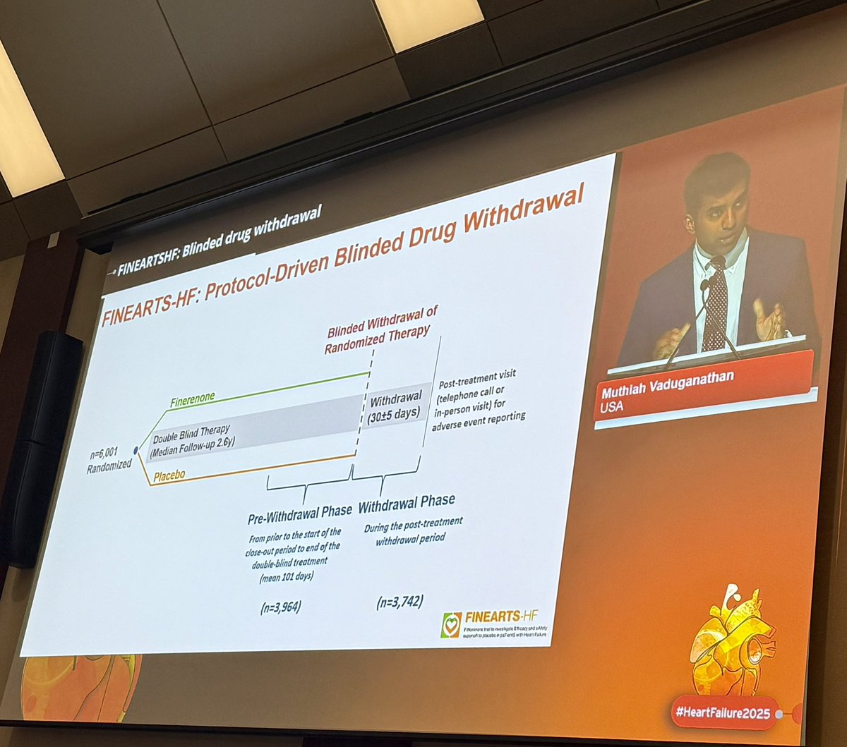 drjasondungu's tweet image. FINEHEARTS-HF Blinded withdrawal of Finerenone. Another study to show negative effect of drug withdrawal in heart failure therapy.
Highlights the importance of TRED-HF 2 trial, to see which of 4 pillars most important to continue. Over to you @bp_halliday 🙂 #HeartFailure2025