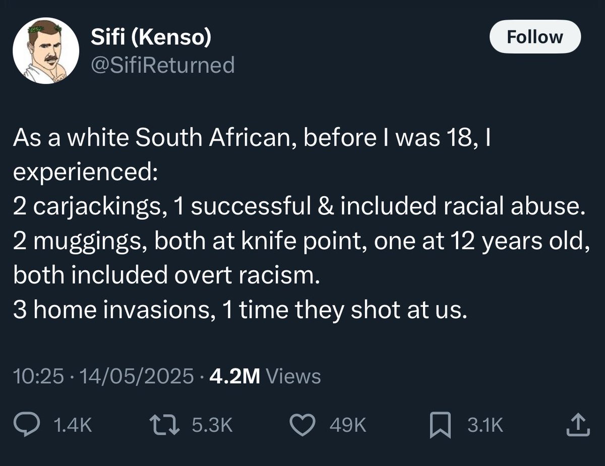 Haibo? This one can’t remember his own lies. 

We have a real threat to our economy and democracy from these bot accounts which are being amplified by Elon Musk for ulterior motives. 

Also no one says “carjacking” in South Africa.