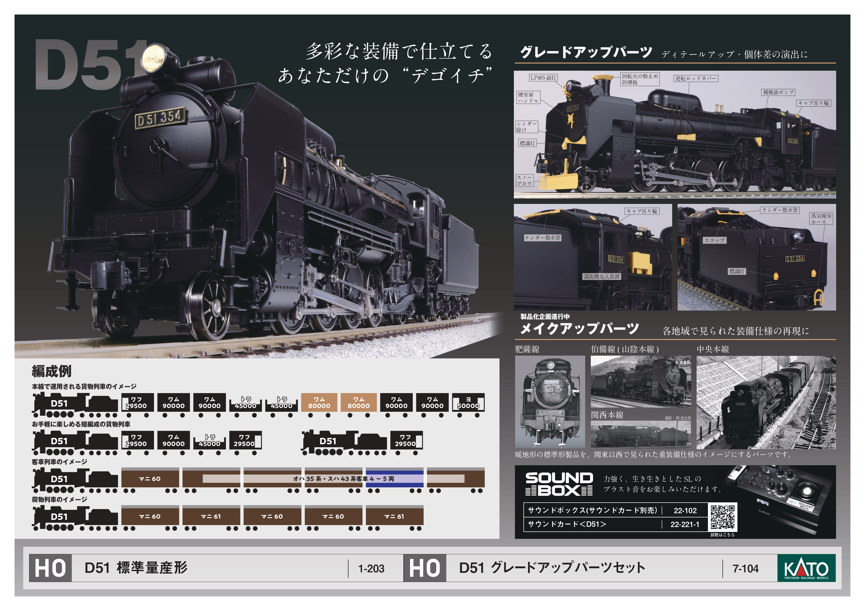 KATO 1-203 D51 標準量産形とグレードアップパーツセット　希少 KATO 1-203 D51 標準量産形とグレードアップパーツセット 希少