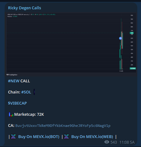 RickyDegen's tweet photo. I called $VIBECAP at a 72K market cap. Its current ATH is 144K
FREE Call TELEGRAM - 2X
$VIBECAP
BuvjvtUxxvTkReM9DfYkbKnae9GheJRYoFp5c6NagV1p
Call From: https://t.co/pPRmwlNQgs
#SOL #MemeSol #Solana #Crypto #MemeCoin #MemeCoins #VIBECAP https://t.co/wYLHliPBUT