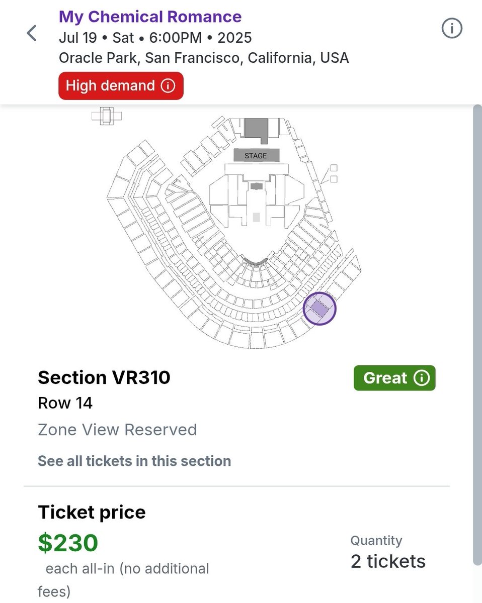 NamjoonDear's tweet photo. WTS 
2 My Chemical Romance Tix
7/19 Oracle Park, San Francisco

*reason being that my sister and I each bought a pair without running it by each other 😂
The price covers the fees we paid! Hit me up with any qs
#mychemicalromance #MCR #theblackparadetour https://t.co/1AsoYSWnQw