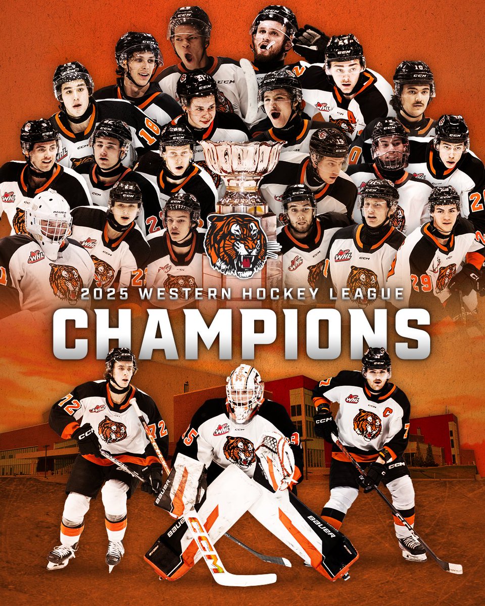 TheWHL's tweet image. ๐ THE HUNT IS OVER ๐
THE MEDICINE HAT TIGERS ARE YOUR 2025 WHL CHAMPIONS!!!
๐ | tinyurl.com/y95xfr84
@TigersHockey | #WHLChampionship | #FeedingTheFuture