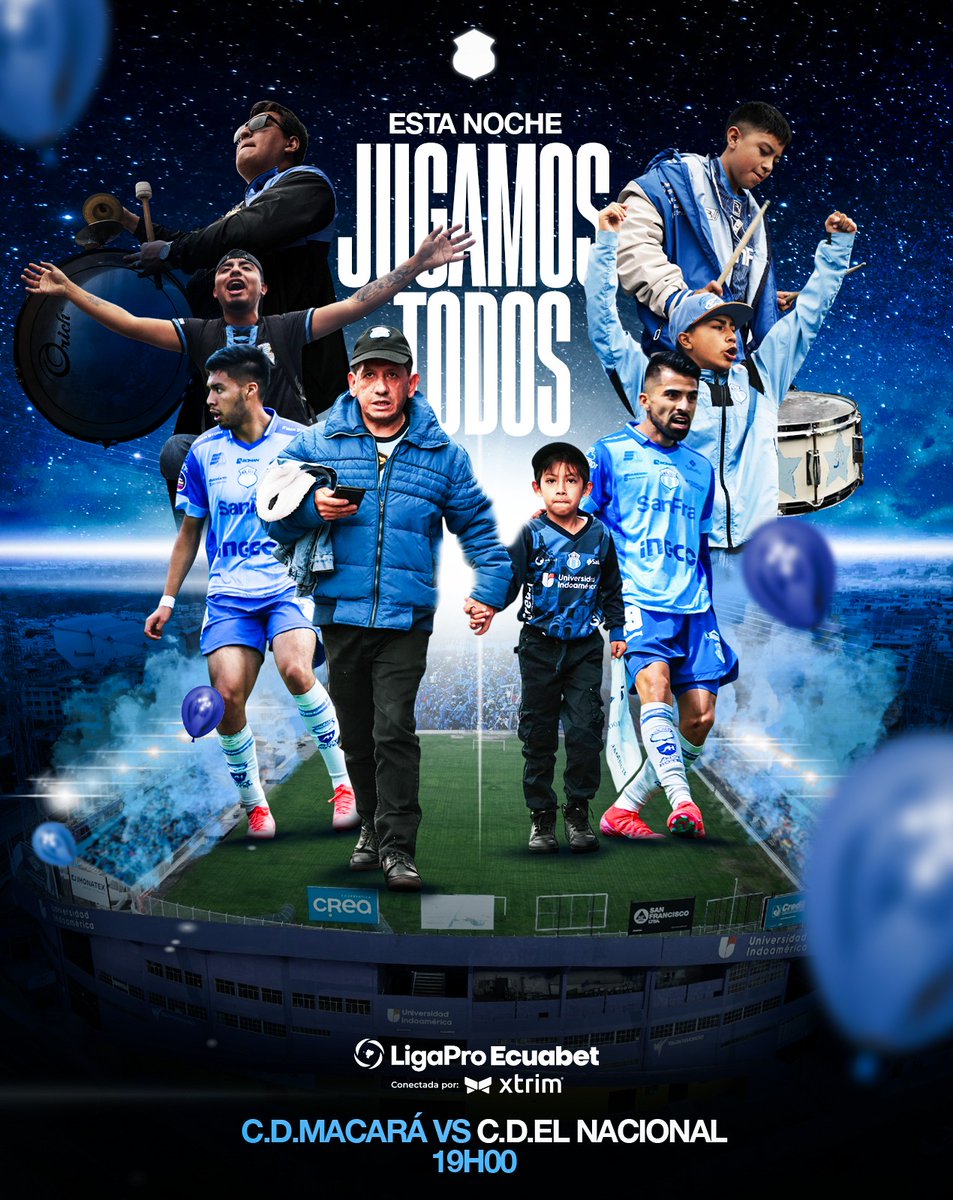 Club Dep. Macará (@macara_oficial) on Twitter photo 𝗘𝘀𝘁𝗮 𝗻𝗼𝗰𝗵𝗲 𝗷𝘂𝗴𝗮𝗺𝗼𝘀 𝘁𝗼𝗱𝗼𝘀 ⚽💙✊🏻
Hoy seremos uno solo en la cancha y en las gradas, del más pequeño hasta el más grande lo dejaremos todo por quedarnos con la victoria ✨🔝
⚔️ C.D.Macará 🆚️ <a href="/elnacionalec/">Club Deportivo El Nacional</a>
Hoy más que nunca todos jugamos un rol decisivo, 𝗘𝘀𝘁𝗮 𝗻𝗼𝗰𝗵𝗲 𝗷𝘂𝗴𝗮𝗺𝗼𝘀 𝘁𝗼𝗱𝗼𝘀 ⚽💙✊🏻
Hoy seremos uno solo en la cancha y en las gradas, del más pequeño hasta el más grande lo dejaremos todo por quedarnos con la victoria ✨🔝
⚔️ C.D.Macará 🆚️ <a href="/elnacionalec/">Club Deportivo El Nacional</a>
Hoy más que nunca todos jugamos un rol decisivo,