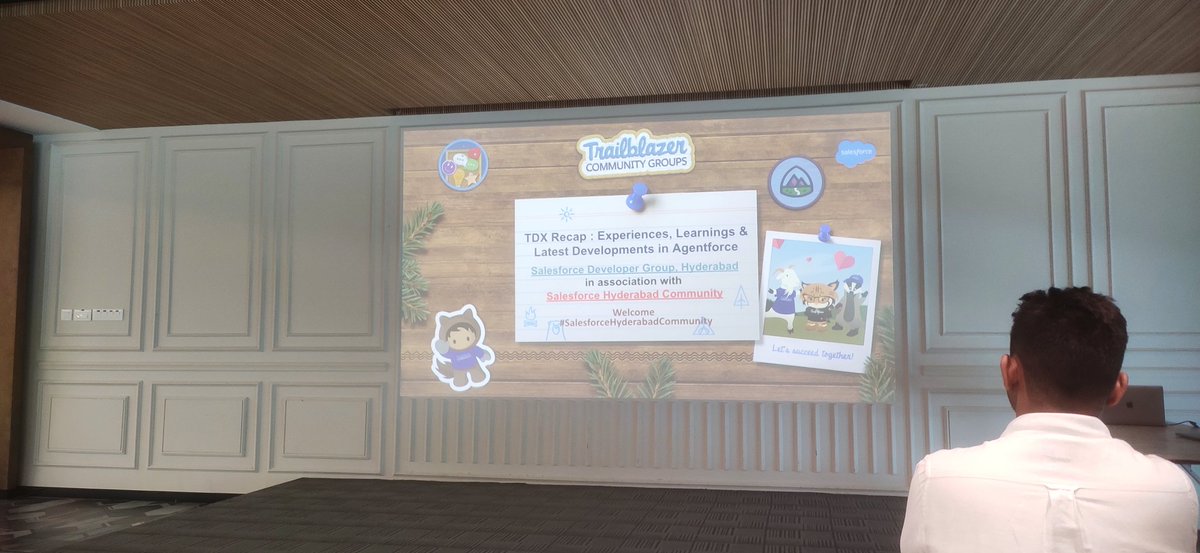 #SFDCHyd <a href="/hydmcug/">Hyderabad, IN B2C Marketers Group</a> <a href="/SF_HYD_UG/">Hyderabad, India User Group</a> <a href="/HydSFDG/">Hyderabad Salesforce Developer Group</a> <a href="/HydNonProfitUG/">Salesforce NonProfit UserGroup Hyderabad</a> <a href="/HydArchitects/">Salesforce Architect Group, Hyderabad</a> <a href="/HyderabadWit/">SF Hyderabad WIT</a>  <a href="/suniltaruvu/">Sunil Kumar Taruvu</a> <a href="/ASMGKR/">Abhishek Simgekar 💭</a>  <a href="/RoshanKotla/">Roshan Kotla</a> <a href="/BalaVadlamuri/">Bala Gangadhar Vadlamuri</a> <a href="/RVipparthyVarun/">Ram Varun Vs</a> <a href="/SwatiTaunk/">☁️ Swati Taunk ☁️ 🇮🇳</a>
<a href="/pradeepsfdc99/">Pradeep Kumar</a> <a href="/Shovan1308/">Shovan Mandal</a>
TDX recap: Experiences, learnings &amp; Latest Developments in Agentforce