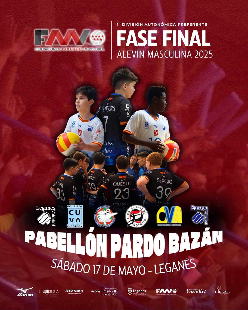 VoleibolLeganes's tweet image. 🚨 ¡Leganés listo para la Fase Final Alevín Masculina! 💥

🔜 En el Pabellón Pardo Bazán de Leganés se disputa la Fase Final de la 1ª División Alevín Autonómica Preferente

🙌 ¡No te lo pierdas y vive la emoción en el Pardo Bazán!

#FaseFinal 🏆 | #VamosLega 💙🤍