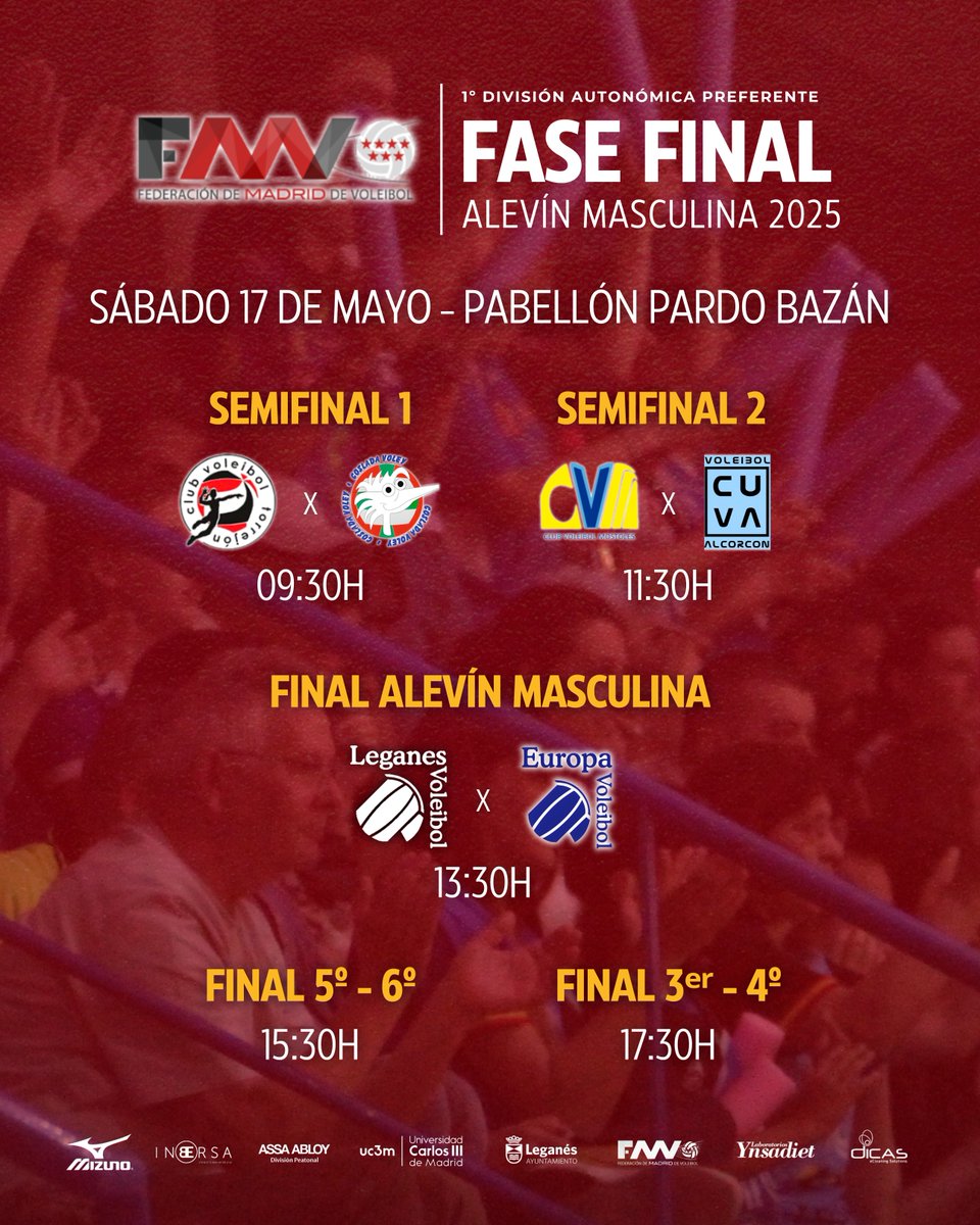 VoleibolLeganes's tweet image. 🚨 ¡Leganés listo para la Fase Final Alevín Masculina! 💥

🔜 En el Pabellón Pardo Bazán de Leganés se disputa la Fase Final de la 1ª División Alevín Autonómica Preferente

🙌 ¡No te lo pierdas y vive la emoción en el Pardo Bazán!

#FaseFinal 🏆 | #VamosLega 💙🤍