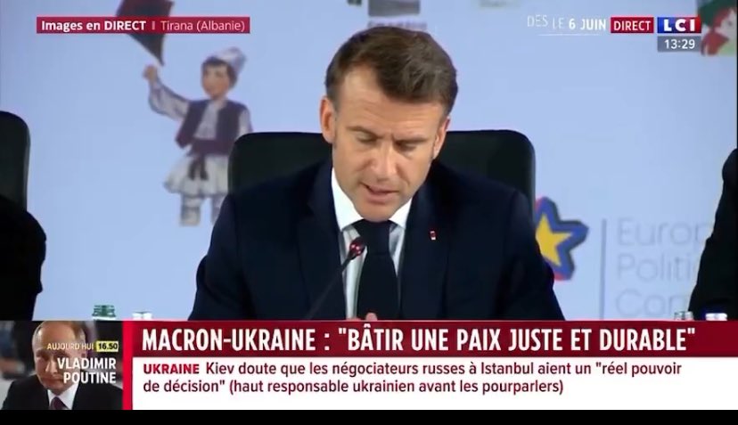 Pour une fois et ce n’est pas trop tôt, #Macron déclare « L'essentiel de l'humanité, la Chine, l'Inde, le continent Africain, le Proche et Moyen-Orient nous regardent, ne comprennent plus du tout ce que nous faisons sur l'#Ukraine quand nous restons silencieux sur #Gaza.! »
