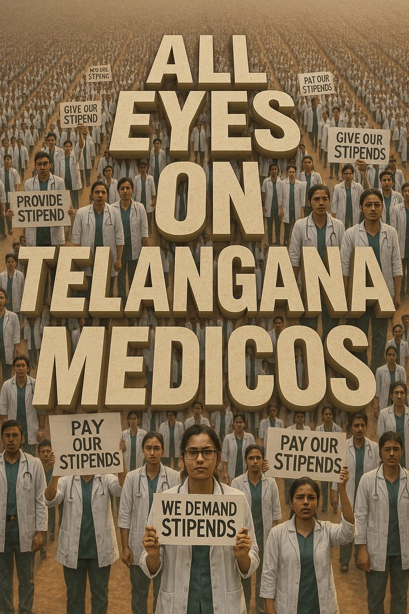med_one8's tweet photo. #AllEyesOnTelanganaMedicos

🚨Interns &amp; PGs in Telangana private medical colleges are being denied rightful stipends.
🚨 Stipends credited are being forcefully taken back. 

@NMC_IND @MoHFW_INDIA @TelanganaHealth @mansukhmandviya @BRSharmaIAS @KTRBRS
@indSupremeCourt https://t.co/N7veGnqrv0