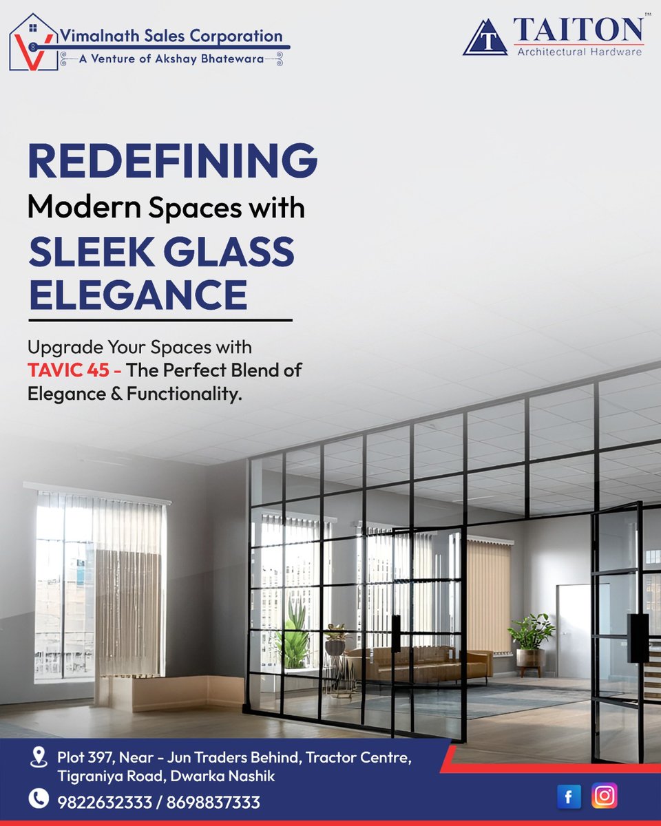 vimalnathsales's tweet photo. REDEFINING MODERN SPACES ✨
with the sleek elegance of TAVIC 45 – the perfect blend of sophisticated design and smart functionality.

📍 Plot 397, Near Jun Traders, Behind Tractor Centre, Tigraniya Road, Dwarka, Nashik
📞 9822632333 | 8698837333

#VimalnathSalesCorporation https://t.co/3K5DSw8RYI