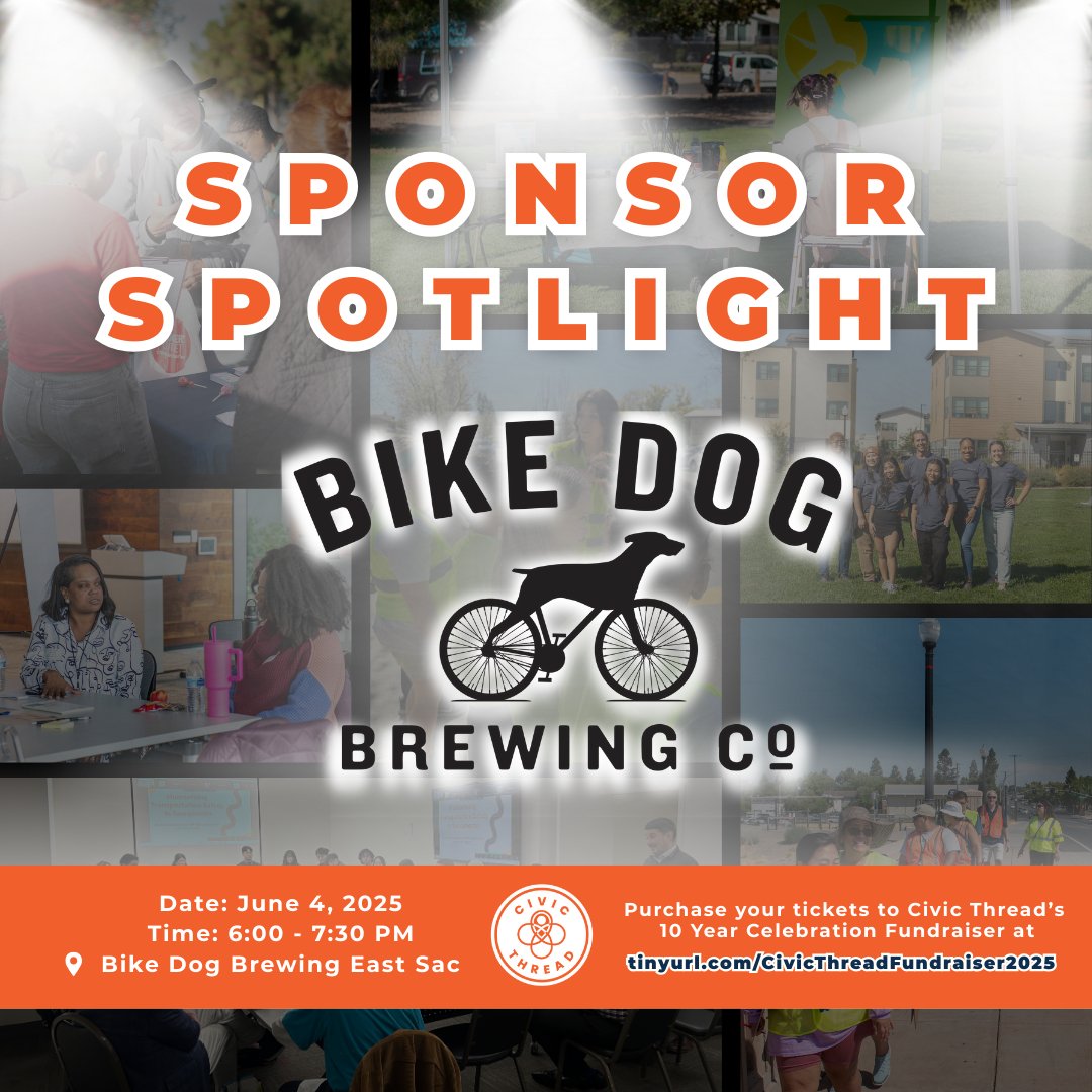 Civic Thread (@civicthread) on Twitter photo Celebrate 10 Years of Impact with us on June 4th at 6PM! Registration: tinyurl.com/CivicThreadFun….
BIG THANKS to Bike Dog Brewing East Sacramento who offered their space for our fundraiser!
Want to support the event or org, reach out to us via email at contact@civicthread.org. Celebrate 10 Years of Impact with us on June 4th at 6PM! Registration: tinyurl.com/CivicThreadFun….
BIG THANKS to Bike Dog Brewing East Sacramento who offered their space for our fundraiser!
Want to support the event or org, reach out to us via email at contact@civicthread.org.