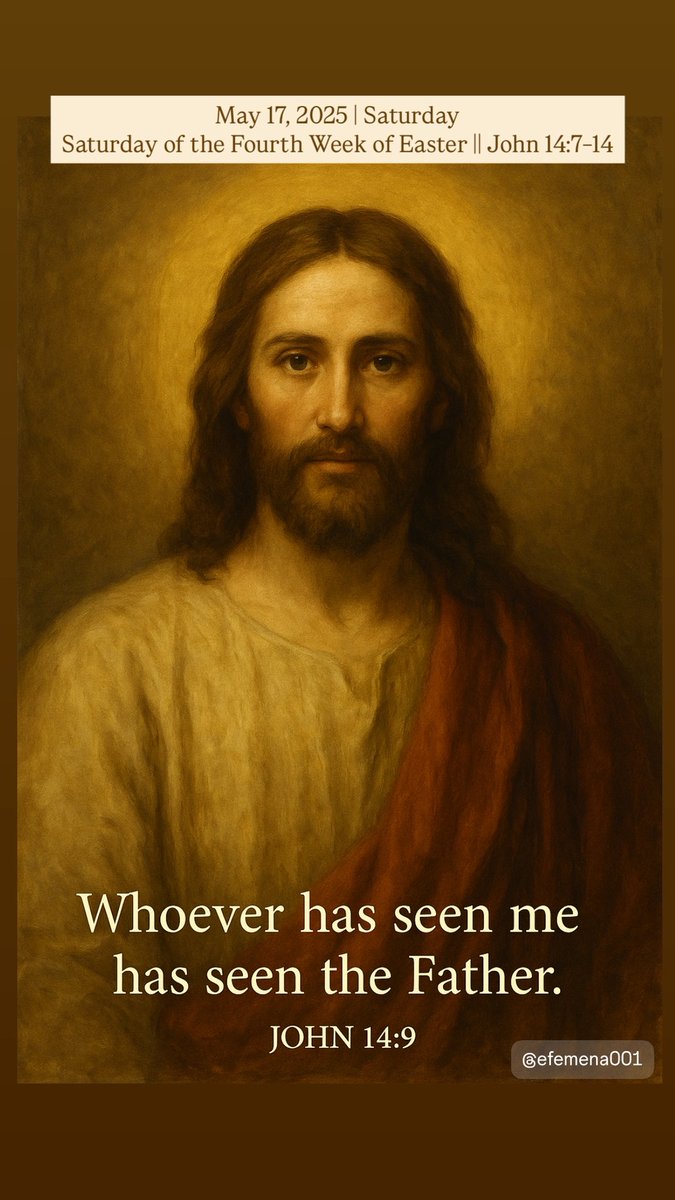 Efemena001's tweet image. “Whoever has seen me has seen the Father.” – John 14:9

Jesus unveils the mystery of His unity with the Father. To see Jesus is to encounter God in the flesh—His words, actions, and love are direct revelations of the Father’s heart.
#JesusRevealsTheFather #CatholicReflection