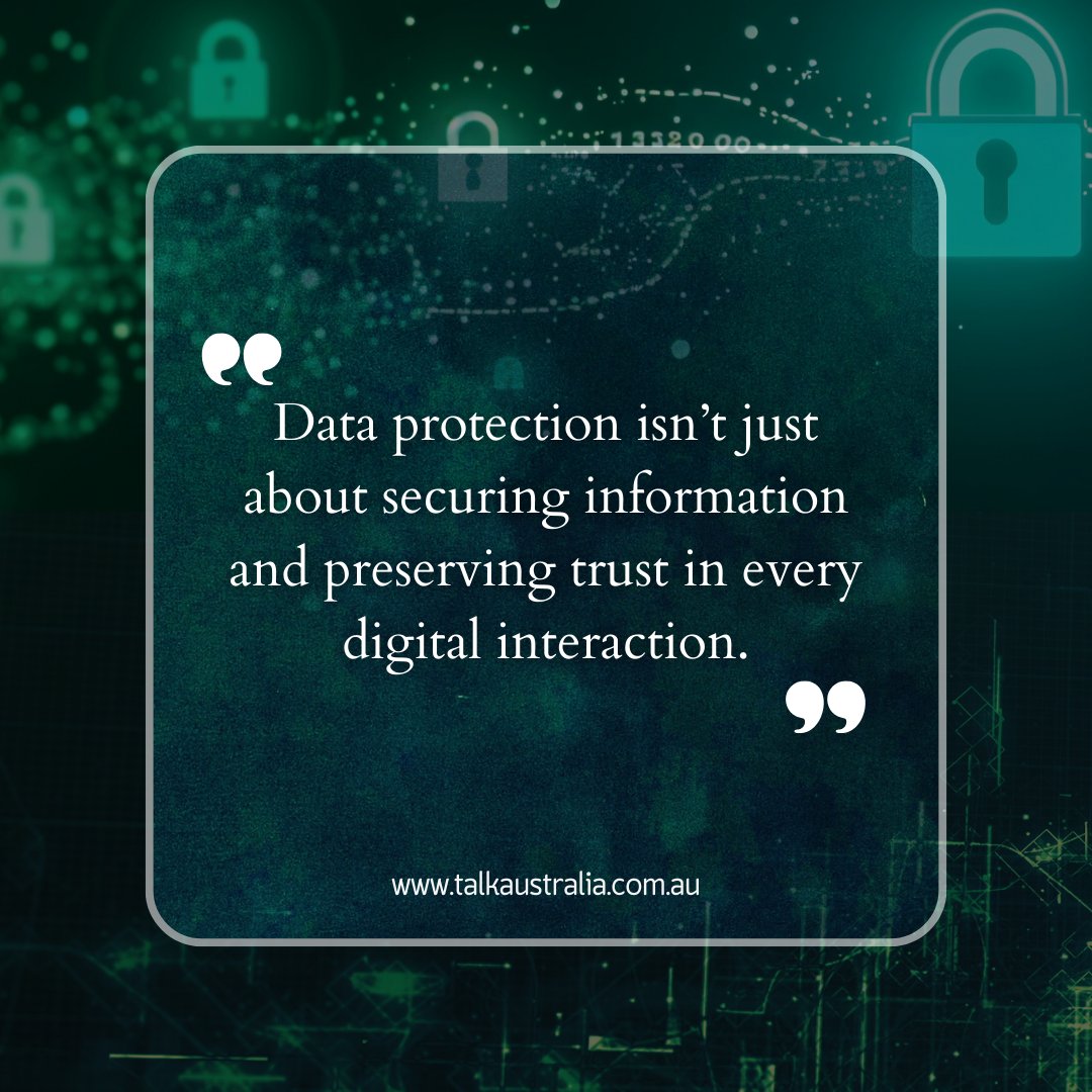 TalkAustralia's tweet photo. Data protection isn’t just about security—it’s about trust.
At Talk Australia, we build future-ready businesses through smart encryption &amp; data practices.
#DataSecurity #CyberResilience #EncryptionMatters #DigitalTrust https://t.co/Akb0Pm6zys