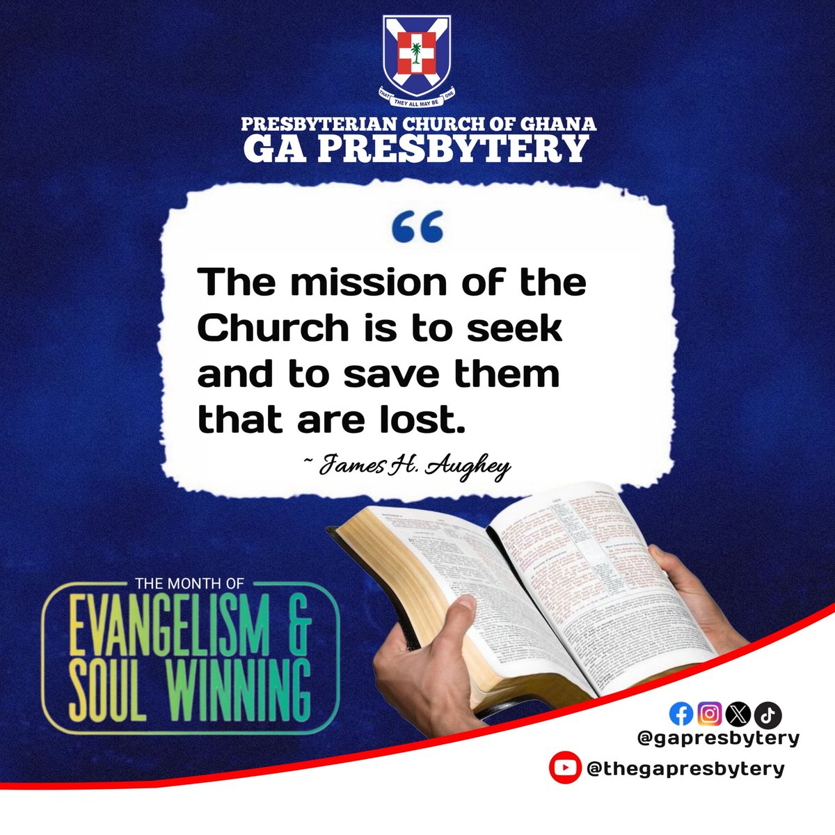 GaPresbytery's tweet photo. MONTH OF EVANGELISM
Redefine your mission to include intentional soul winning.
Follow our Channel: https://t.co/AggpaBv9K3
#GaPresbytery #MonthOfEvangelism #PersistingInMission https://t.co/DFfShiZim9