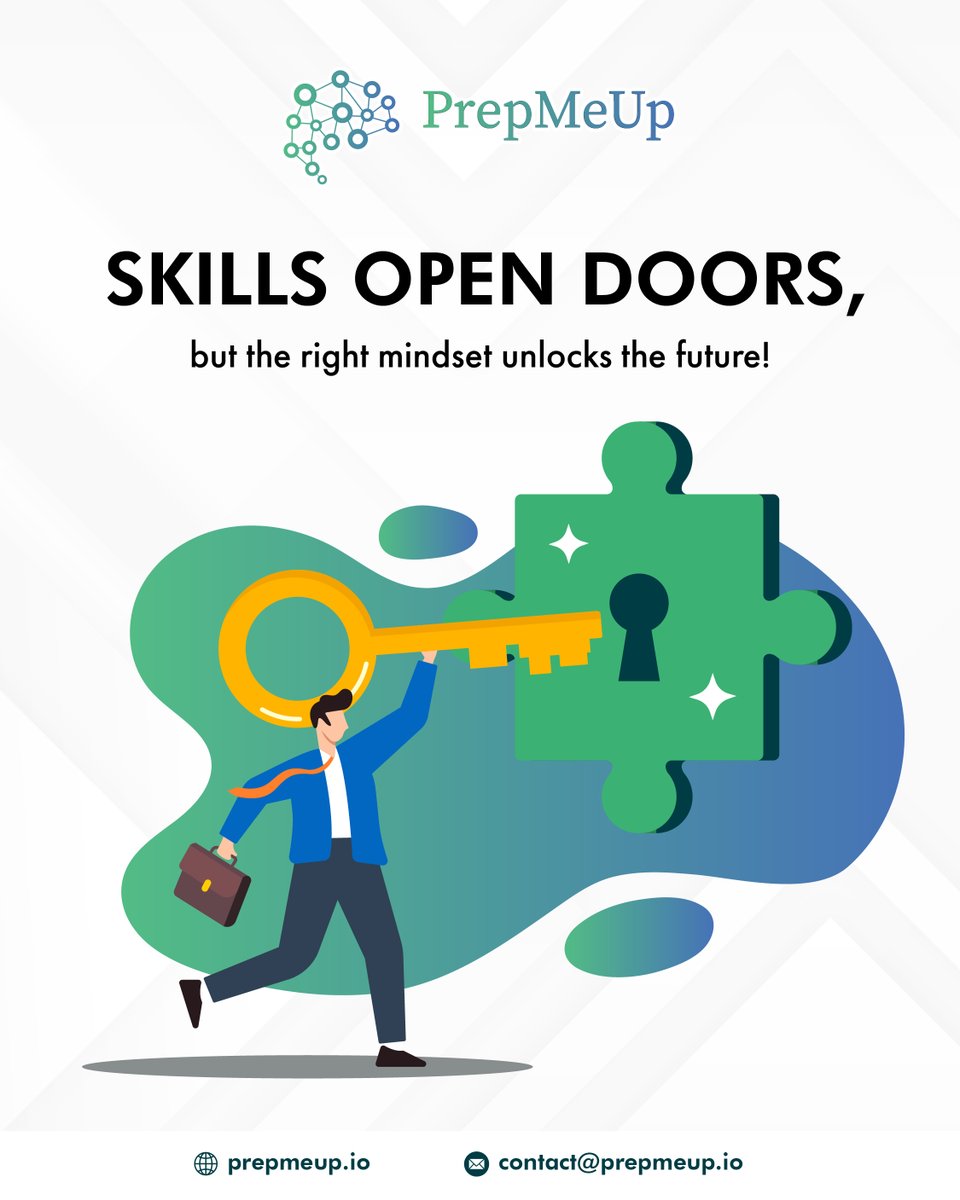 PrepMeUp_io's tweet photo. Skills get you hired. Mindset gets you promoted.
In today’s workplace, it’s not just about what you know—but how you grow. Stay resilient, seek feedback, and embrace challenges. That’s the real key to career success.
#CareerGrowth #PrepMeUp #MindsetMatters #SkillUp https://t.co/lrxy68MScd