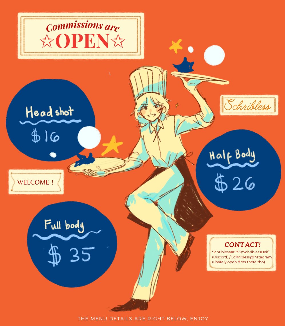 schribless's tweet image. Commissions are OPEN for summer
I've updated the prices, please read through for extra information
schriblessartcommissions.carrd.co